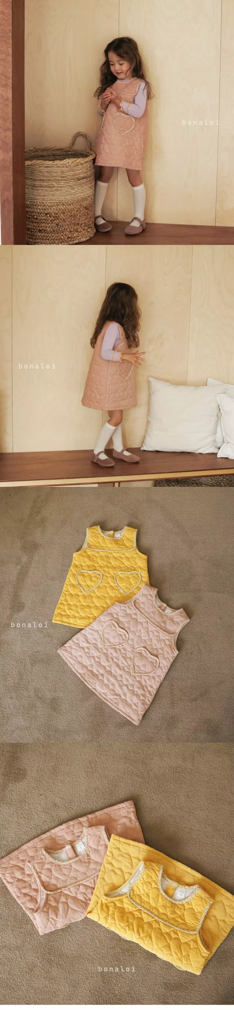 Bonaloi - Korean Children Fashion - #childofig - Heart Plus Heart One-piece - 3