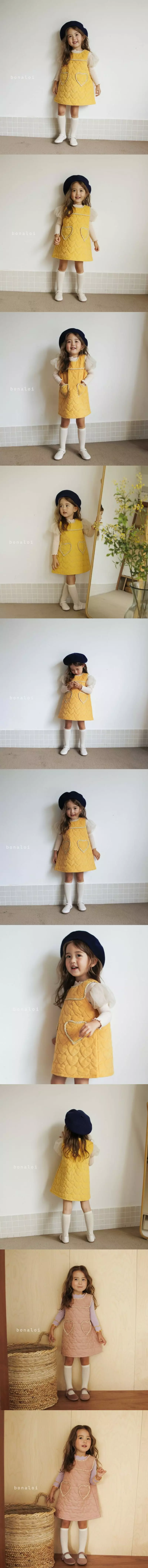 Bonaloi - Korean Children Fashion - #stylishchildhood - Heart Plus Heart One-piece - 2