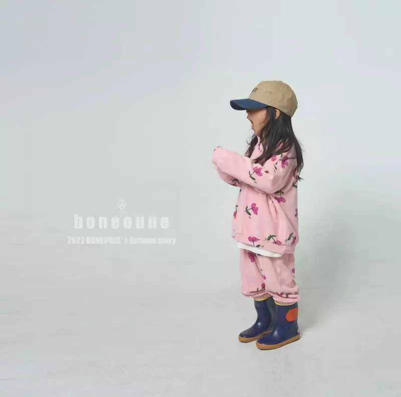 Boneoune - Korean Children Fashion - #Kfashion4kids - Pink Flower Zip-up