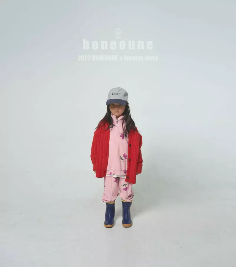 Boneoune - Korean Children Fashion - #todddlerfashion - Pink Flower Zip-up - 6