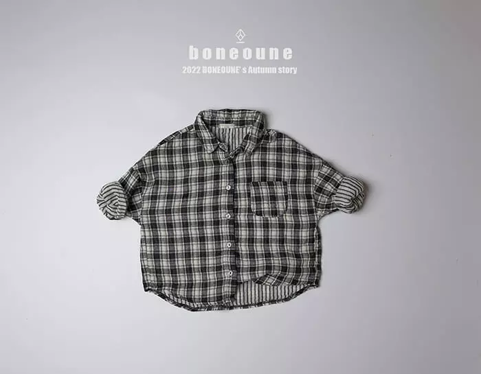 Boneoune - Korean Children Fashion - #toddlerclothing - Check Button Shirt