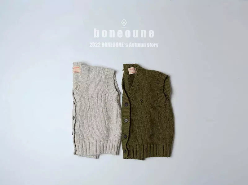 Boneoune - Korean Children Fashion - #toddlerclothing - Loose Knit Vest - 12