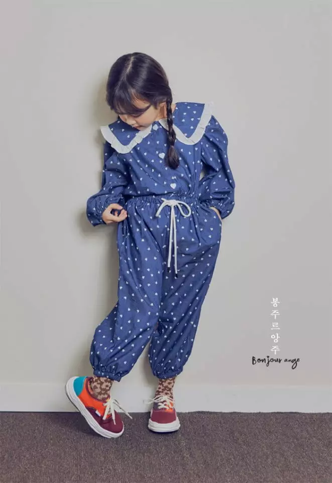Bonjour Ange - Korean Children Fashion - #Kfashion4kids - Hear Denim Top Bottom Set - 7
