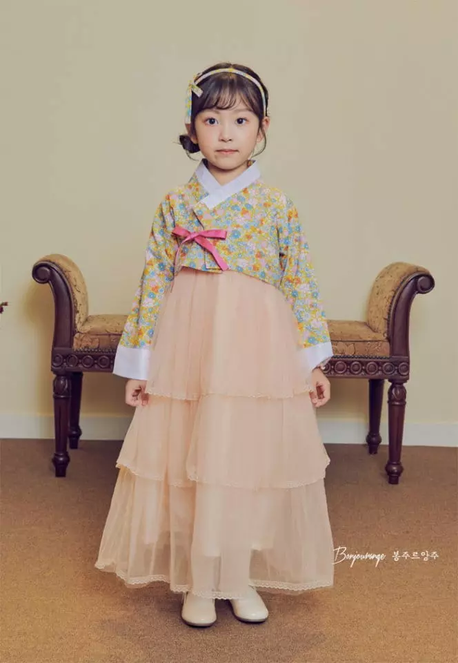 Bonjour Ange - Korean Children Fashion - #childrensboutique - Apricot Moran Hanbok - 3