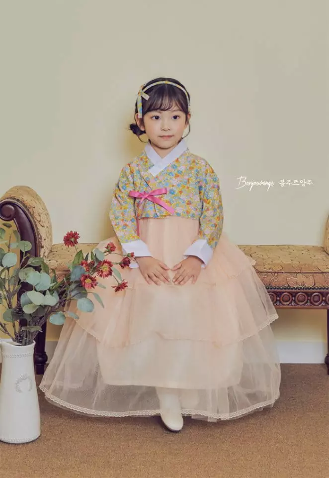 Bonjour Ange - Korean Children Fashion - #childrensboutique - Apricot Moran Hanbok - 4