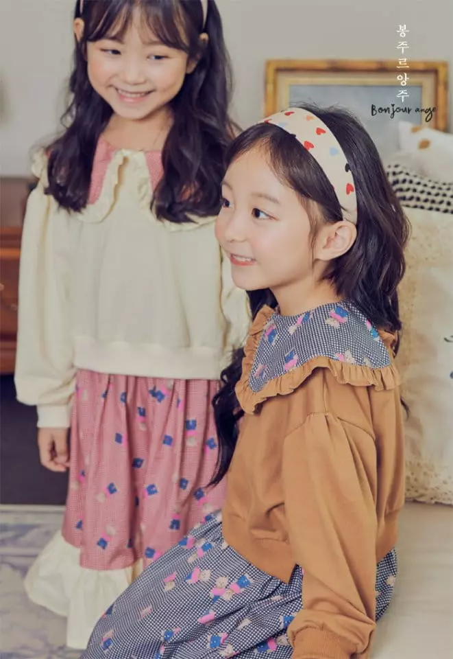 Bonjour Ange - Korean Children Fashion - #kidsshorts - Teddy Sweatshirt One-piece - 2