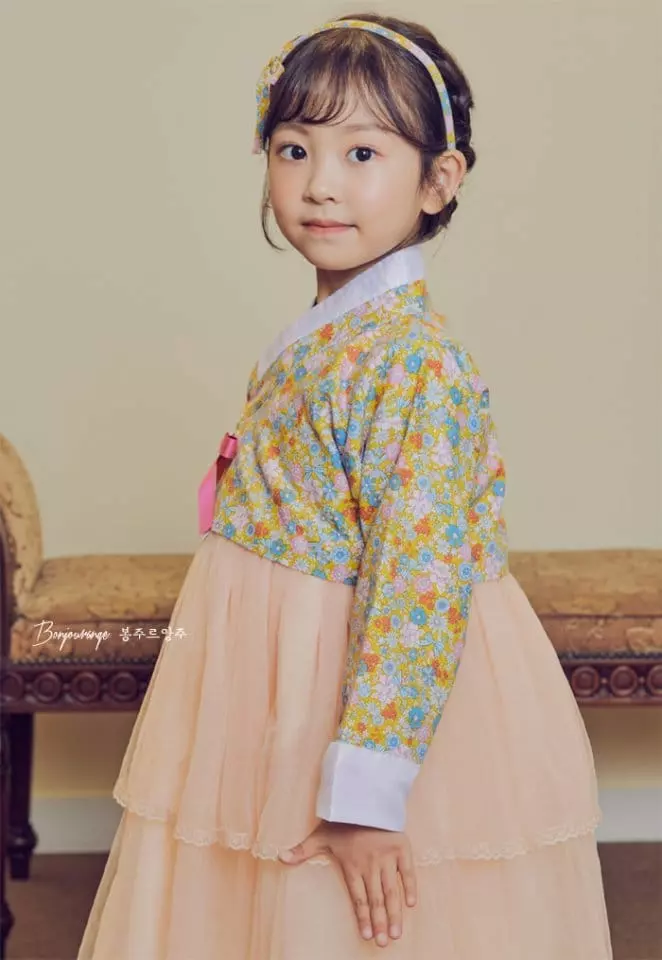 Bonjour Ange - Korean Children Fashion - #kidsshorts - Apricot Moran Hanbok - 7