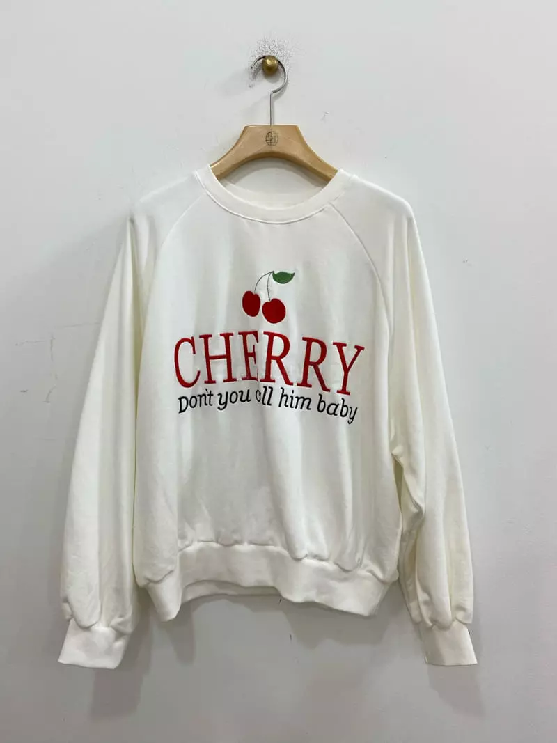 Bplan - Korean Women Fashion - #momslook - Cherry Sweatshirt - 2
