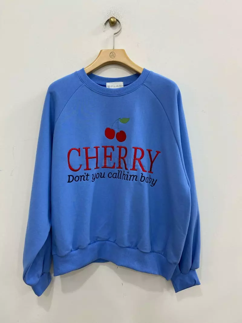 Bplan - Korean Women Fashion - #momslook - Cherry Sweatshirt - 6