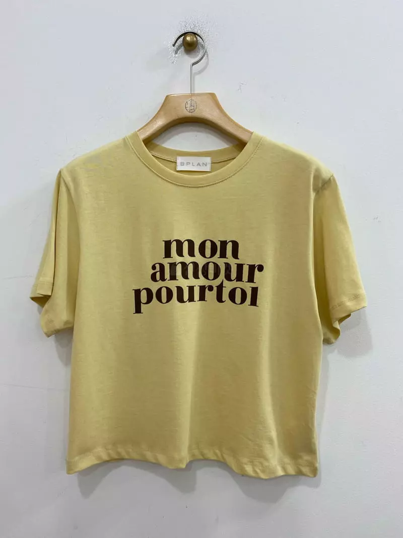 Bplan - Korean Women Fashion - #momslook - Dear Crop Tee - 5