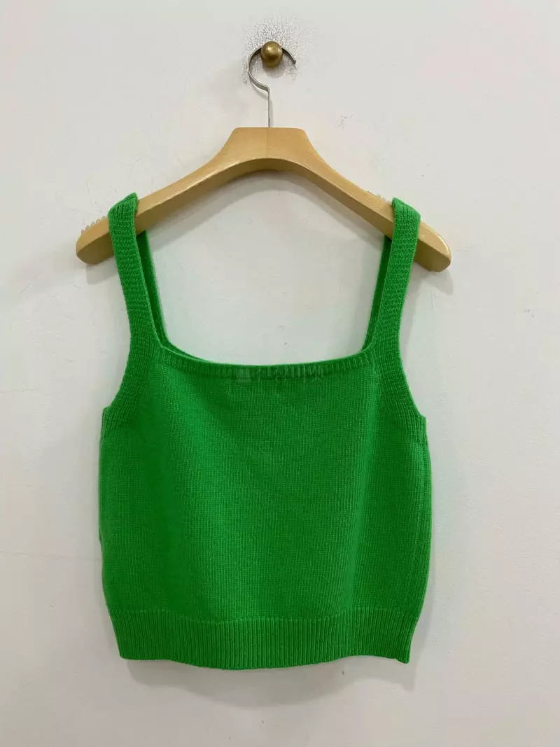 Bplan - Korean Women Fashion - #vintageinspired - Square Crop String Sleeveless - 3