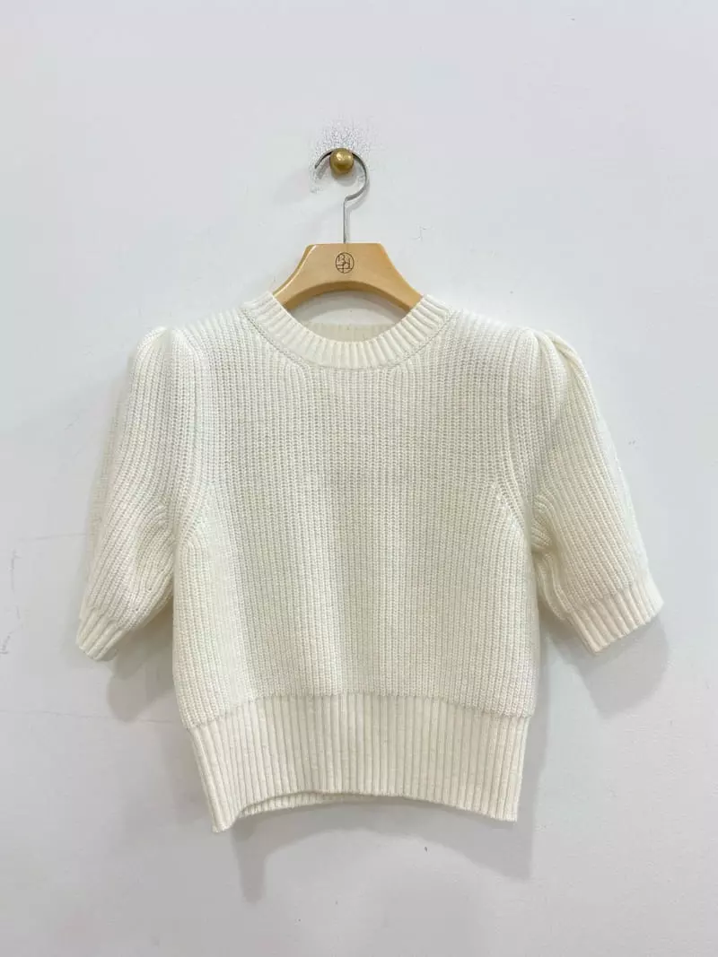 Bplan - Korean Women Fashion - #womensfashion - Short Sleeves Puff Knit Tee
