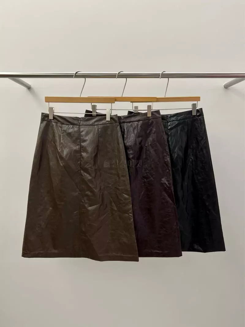 Browns - Korean Women Fashion - #momslook - Crack Leather Skirt - 3