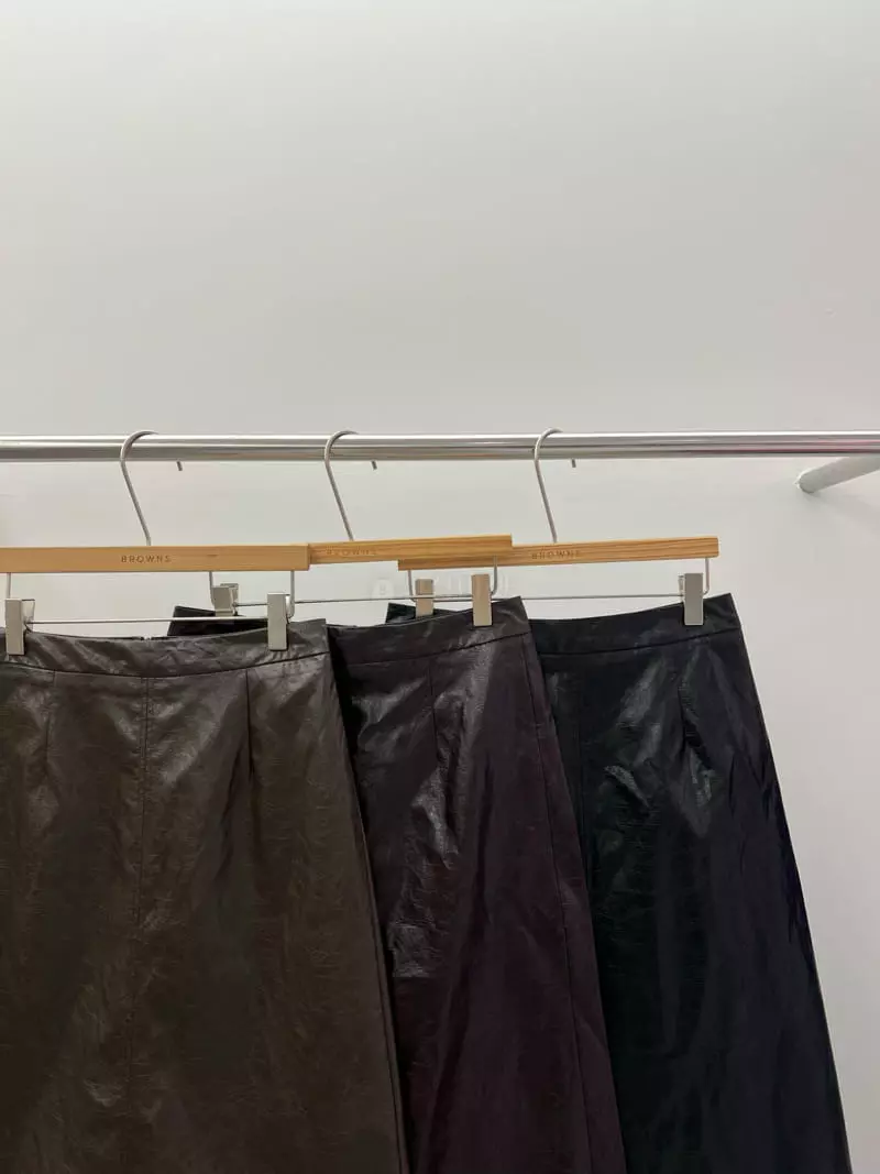 Browns - Korean Women Fashion - #thatsdarling - Crack Leather Skirt
