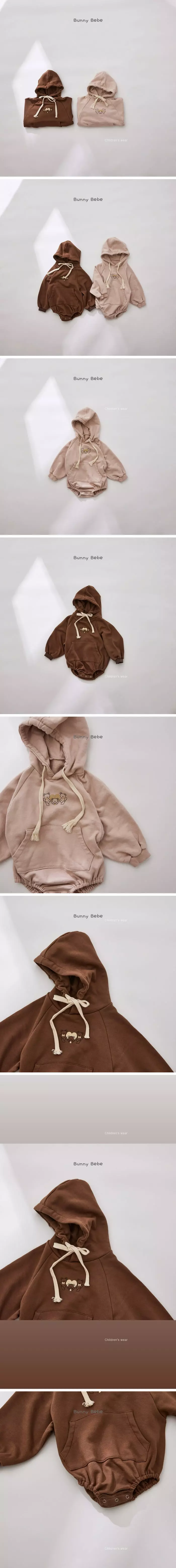 Bunny Bebe - Korean Baby Fashion - #babyoutfit - Heart Bear Hoody Bodysuit