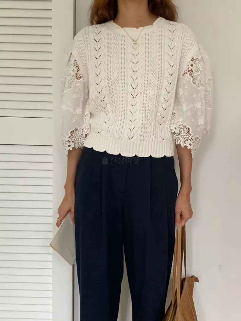 Chapter - Korean Women Fashion - #thelittlethings - Wave Lace Knit Tee - 4