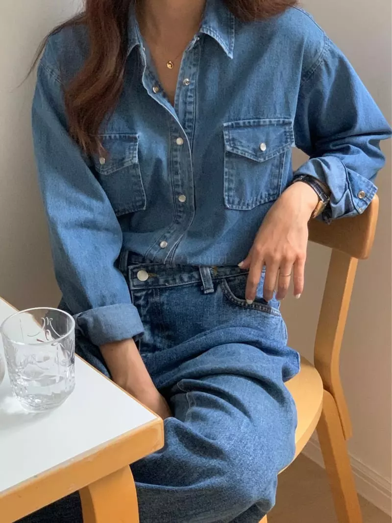 Chapter - Korean Women Fashion - #womensfashion - Blue Wasing Shirt - 4