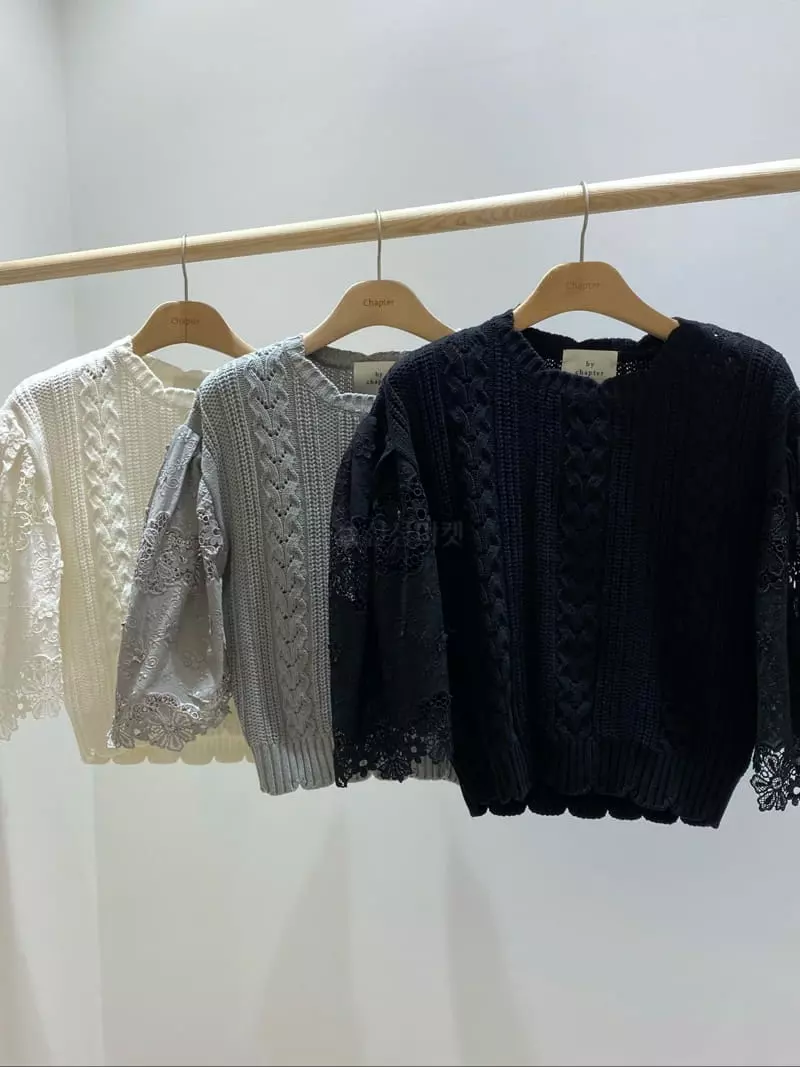 Chapter - Korean Women Fashion - #womensfashion - Wave Lace Knit Tee - 11
