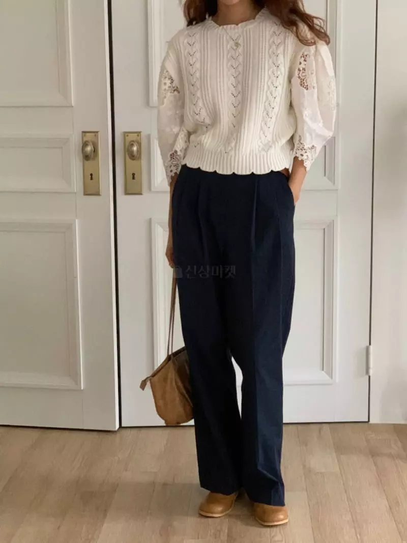 Chapter - Korean Women Fashion - #womensfashion - Wave Lace Knit Tee - 5