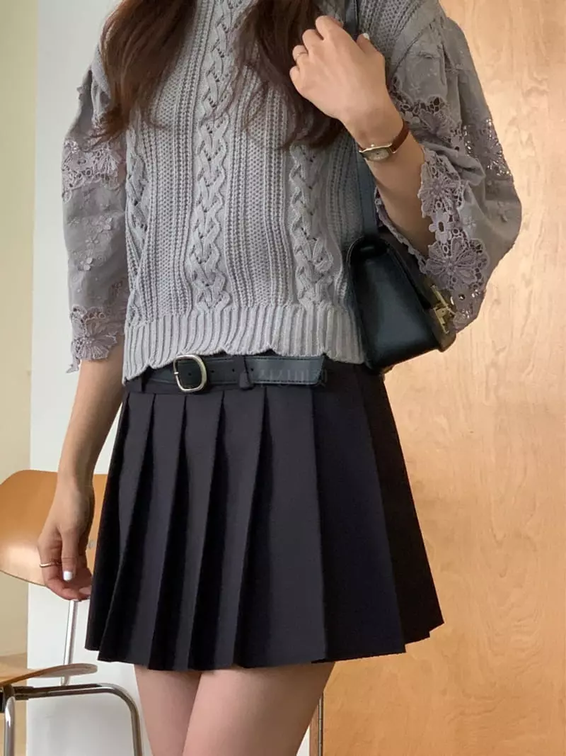 Chapter - Korean Women Fashion - #womensfashion - Wave Lace Knit Tee - 9