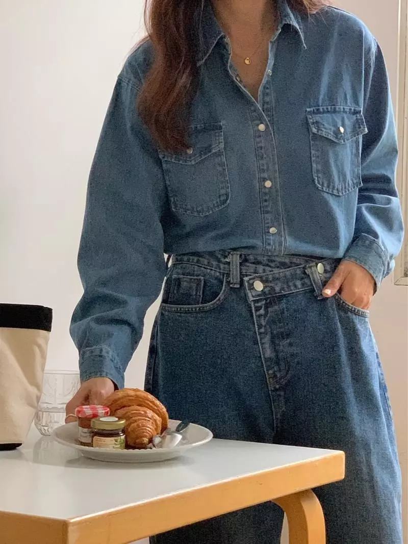 Chapter - Korean Women Fashion - #womensfashion - Blue Wasing Shirt - 5