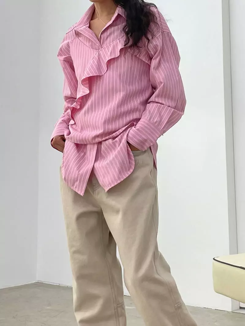 Charlotte - Korean Women Fashion - #momslook - Public Strieps Shirt - 2