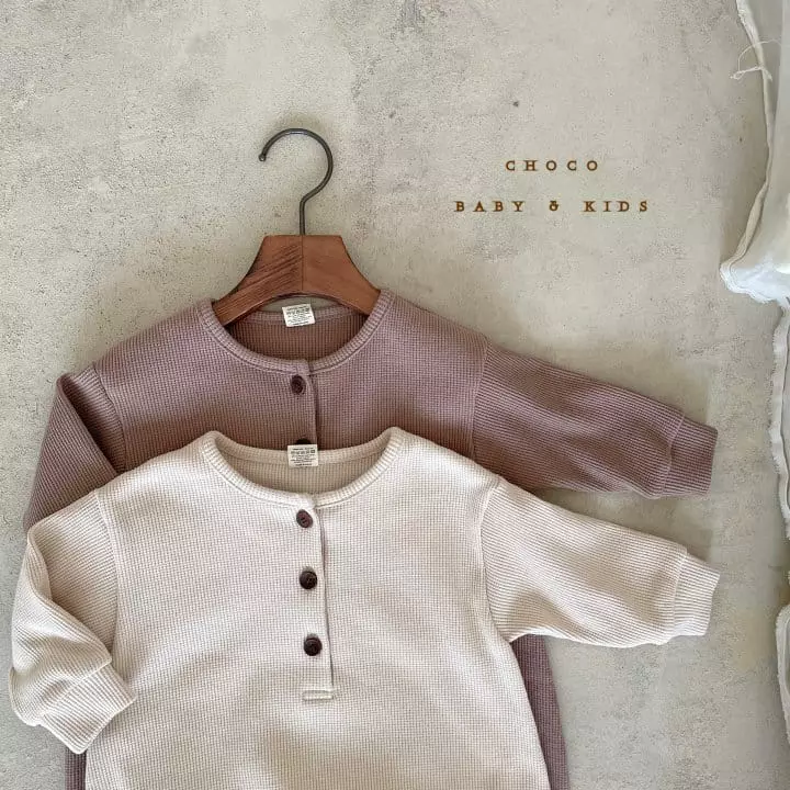 Choco bebe - Korean Baby Fashion - #babyboutiqueclothing - Waffle Button Bodysuit - 4