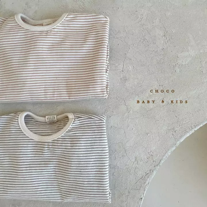 Choco bebe - Korean Baby Fashion - #babyfashion - Stripes Piping Tee