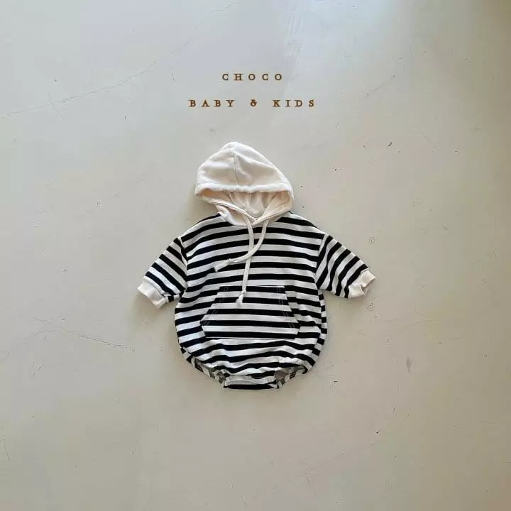 Choco bebe - Korean Baby Fashion - #babyoninstagram - Hoody Stripes Bodysuit - 2