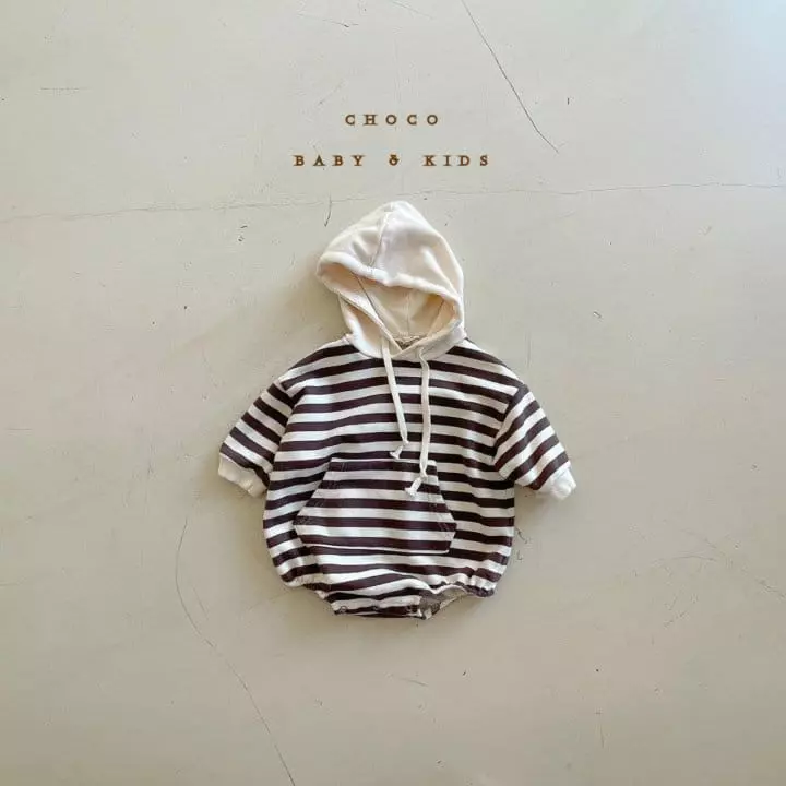 Choco bebe - Korean Baby Fashion - #babyootd - Hoody Stripes Bodysuit - 3