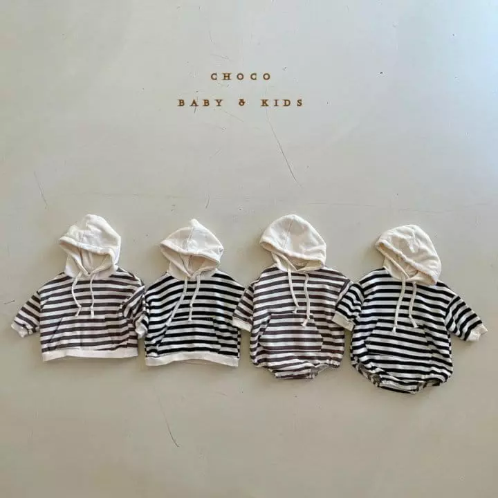 Choco bebe - Korean Baby Fashion - #babyootd - Hoody Stripes Bodysuit - 4