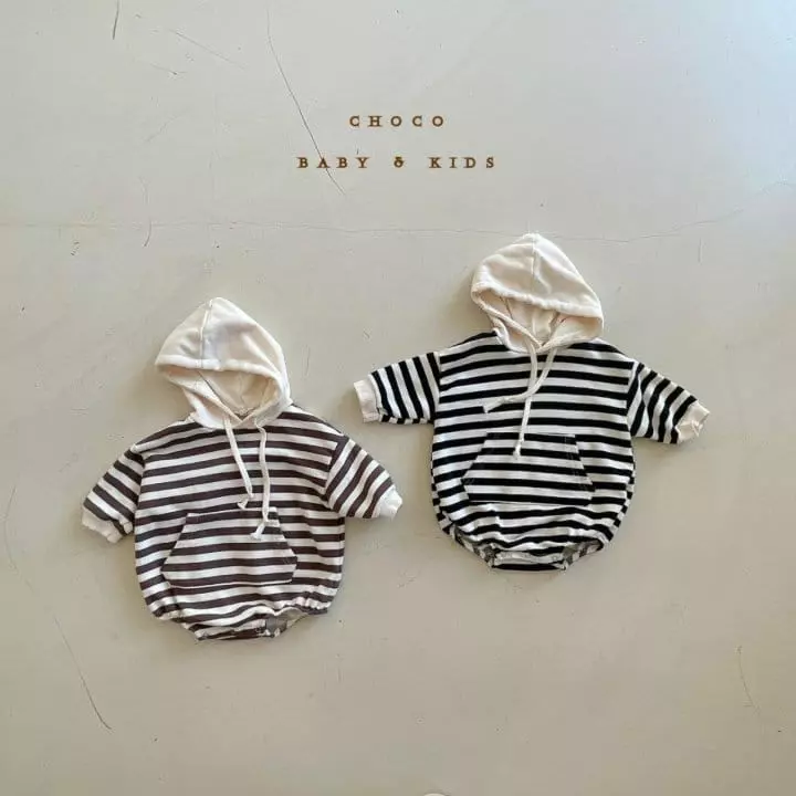 Choco bebe - Korean Baby Fashion - #babyoutfit - Hoody Stripes Bodysuit - 5