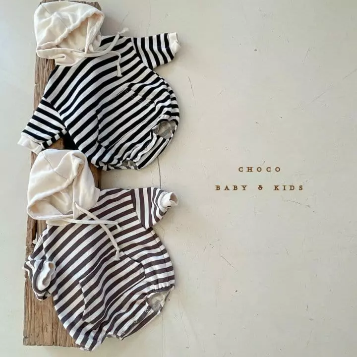 Choco bebe - Korean Baby Fashion - #babywear - Hoody Stripes Bodysuit - 6