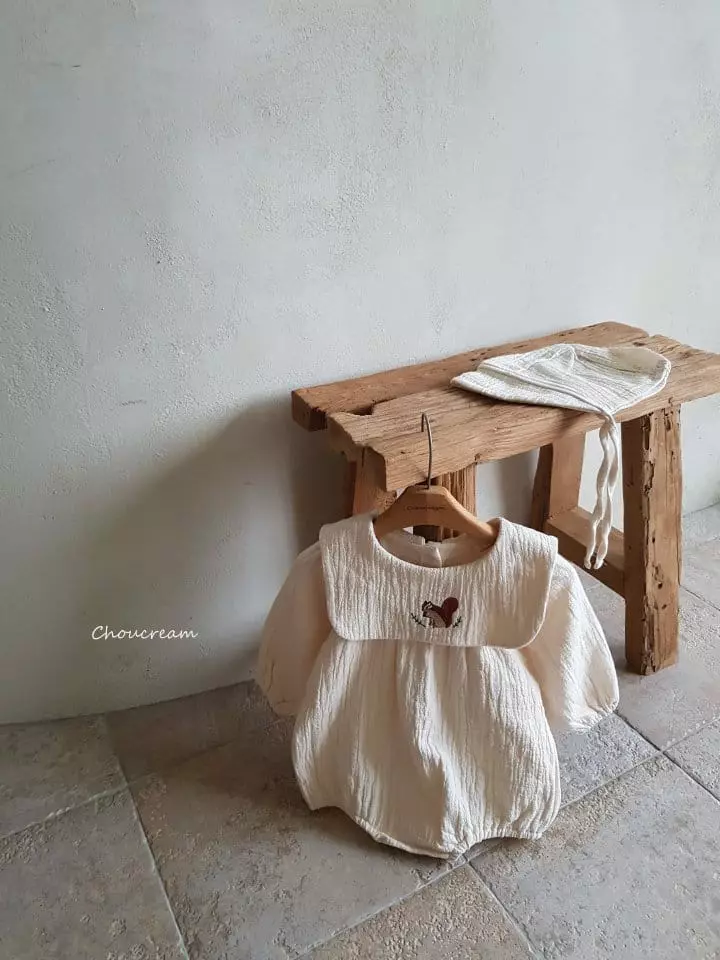 Choucream - Korean Baby Fashion - #babyboutiqueclothing - Squirrel Collar Bodysuit