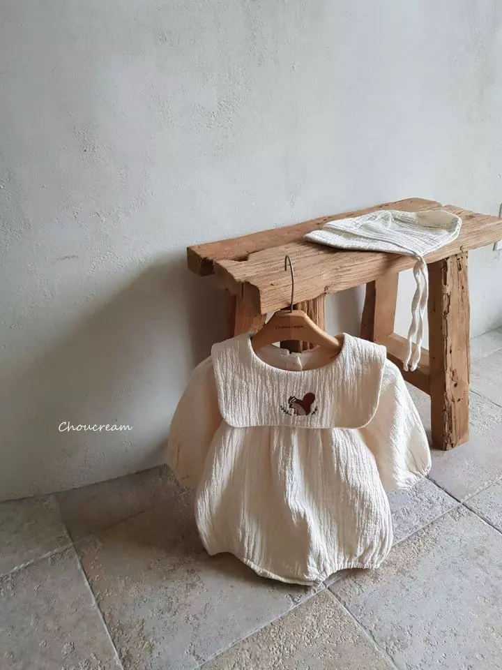 Choucream - Korean Baby Fashion - #babyfashion - Squirrel Collar Bodysuit - 3