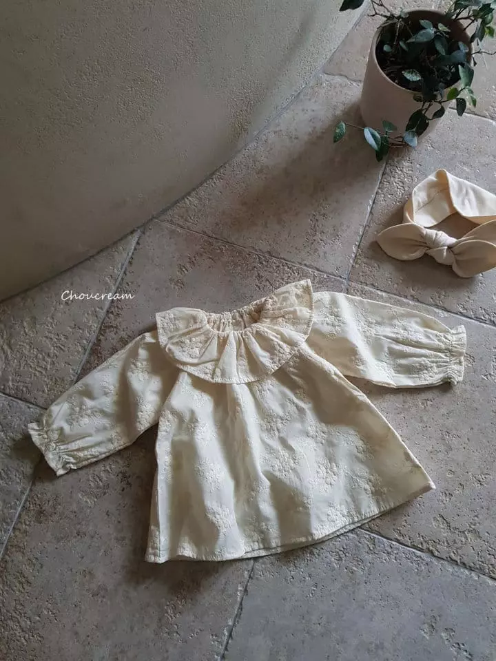 Choucream - Korean Baby Fashion - #babyfashion - Embrodiery Flower Blouse