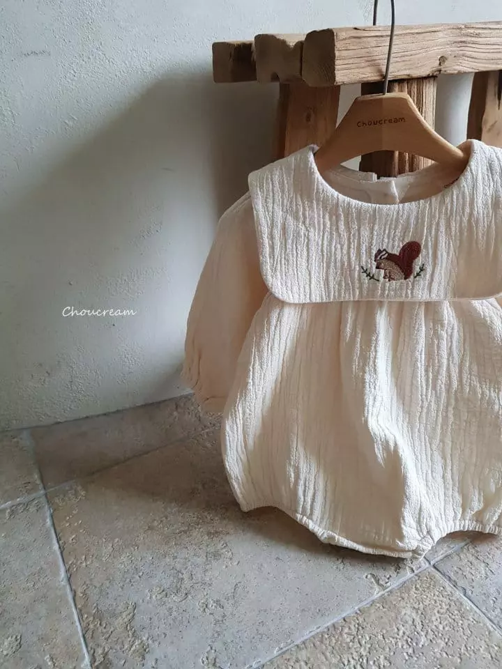Choucream - Korean Baby Fashion - #babyfashion - Squirrel Collar Bodysuit - 4