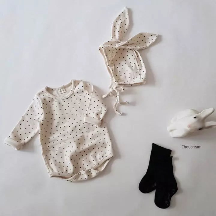Choucream - Korean Baby Fashion - #babyfever - Rabbit Bonnet Bodysuit Ivory