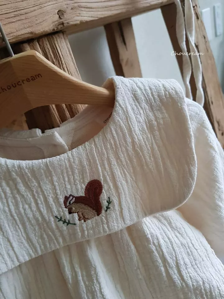 Choucream - Korean Baby Fashion - #babygirlfashion - Squirrel Collar Bodysuit - 5