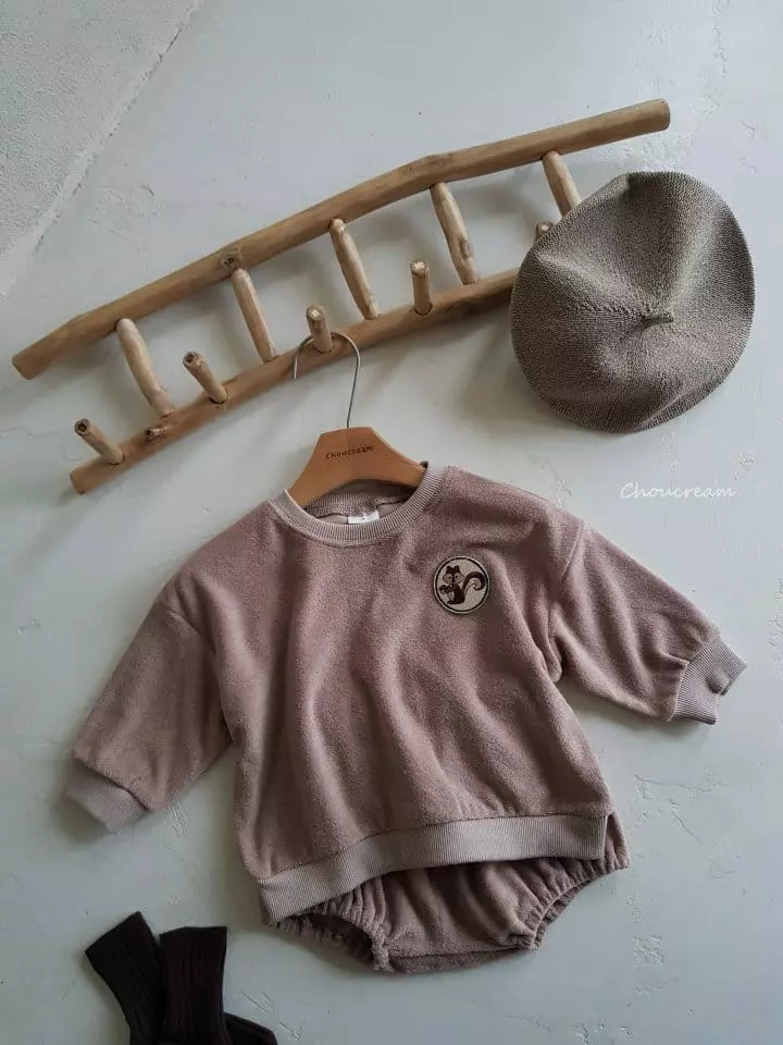 Choucream - Korean Baby Fashion - #babyfever - Squirrel Terry Top Bottom Set - 4