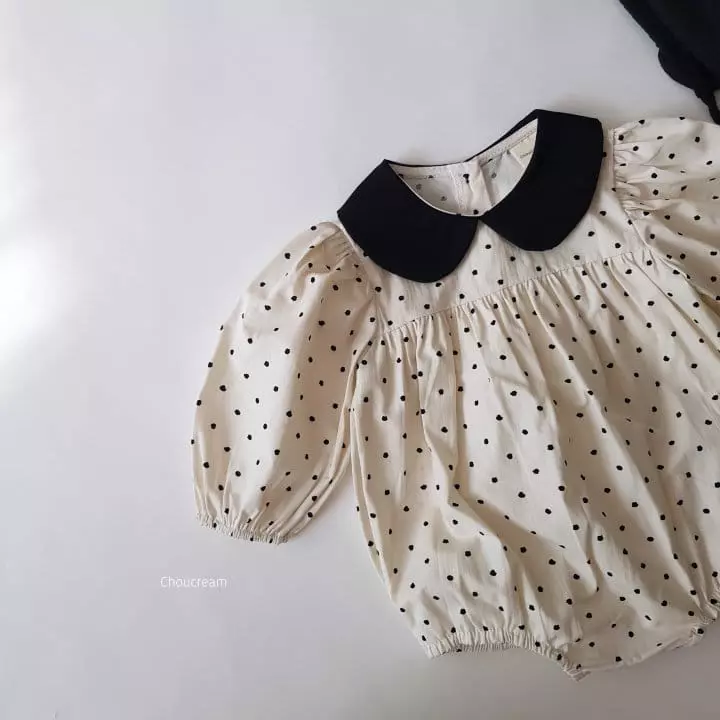 Choucream - Korean Baby Fashion - #babygirlfashion - Dot Collar Bodysuit