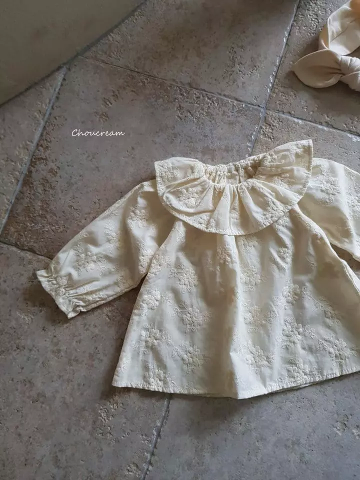 Choucream - Korean Baby Fashion - #babygirlfashion - Embrodiery Flower Blouse - 3