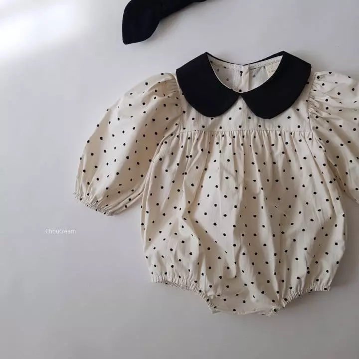 Choucream - Korean Baby Fashion - #babylifestyle - Dot Collar Bodysuit - 2