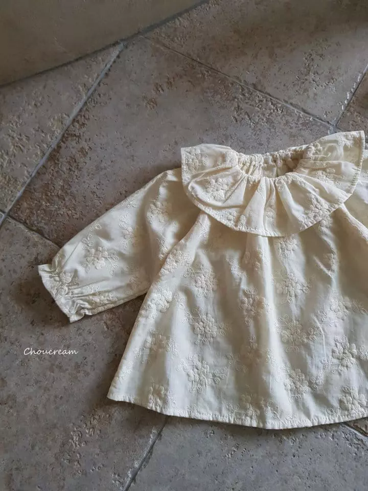 Choucream - Korean Baby Fashion - #babygirlfashion - Embrodiery Flower Blouse - 4