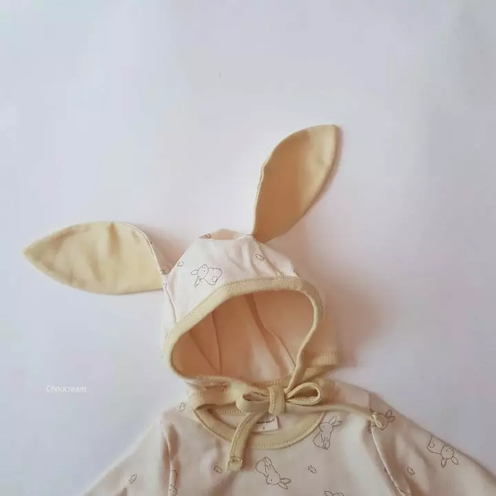 Choucream - Korean Baby Fashion - #babylifestyle - Rabbit Bonnet Bodysuit Yellow - 2
