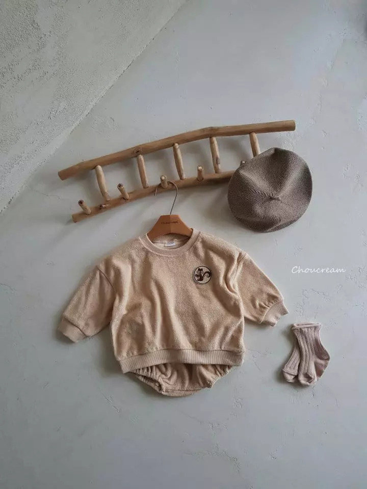 Choucream - Korean Baby Fashion - #babyoninstagram - Squirrel Terry Top Bottom Set - 6