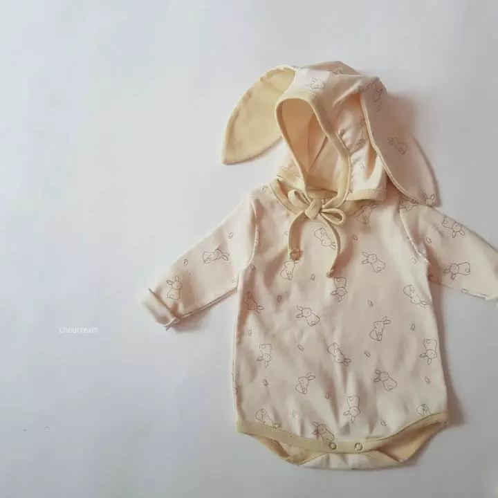 Choucream - Korean Baby Fashion - #babyoninstagram - Rabbit Bonnet Bodysuit Yellow - 3