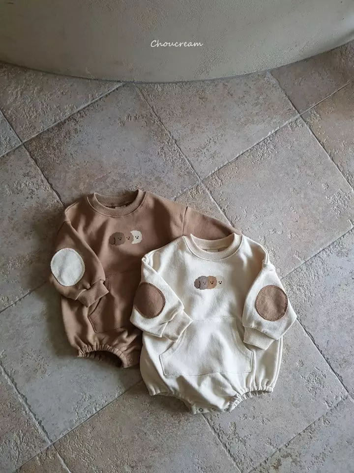 Choucream - Korean Baby Fashion - #babyoninstagram - Patch Sweatshirt Bodysuit - 2
