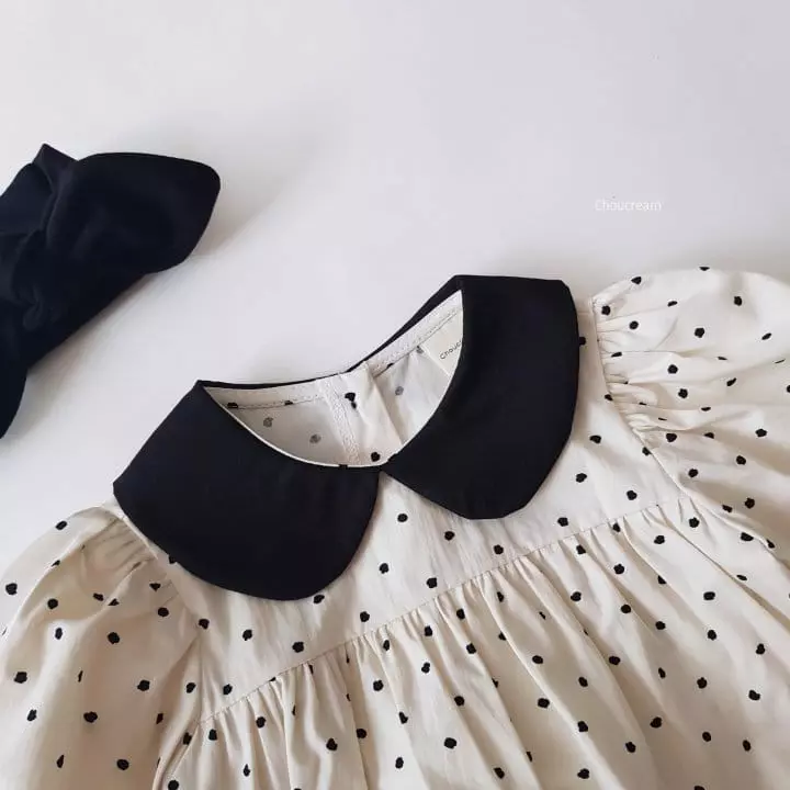 Choucream - Korean Baby Fashion - #babyoninstagram - Dot Collar Bodysuit - 4