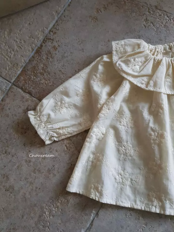 Choucream - Korean Baby Fashion - #babyootd - Embrodiery Flower Blouse - 6
